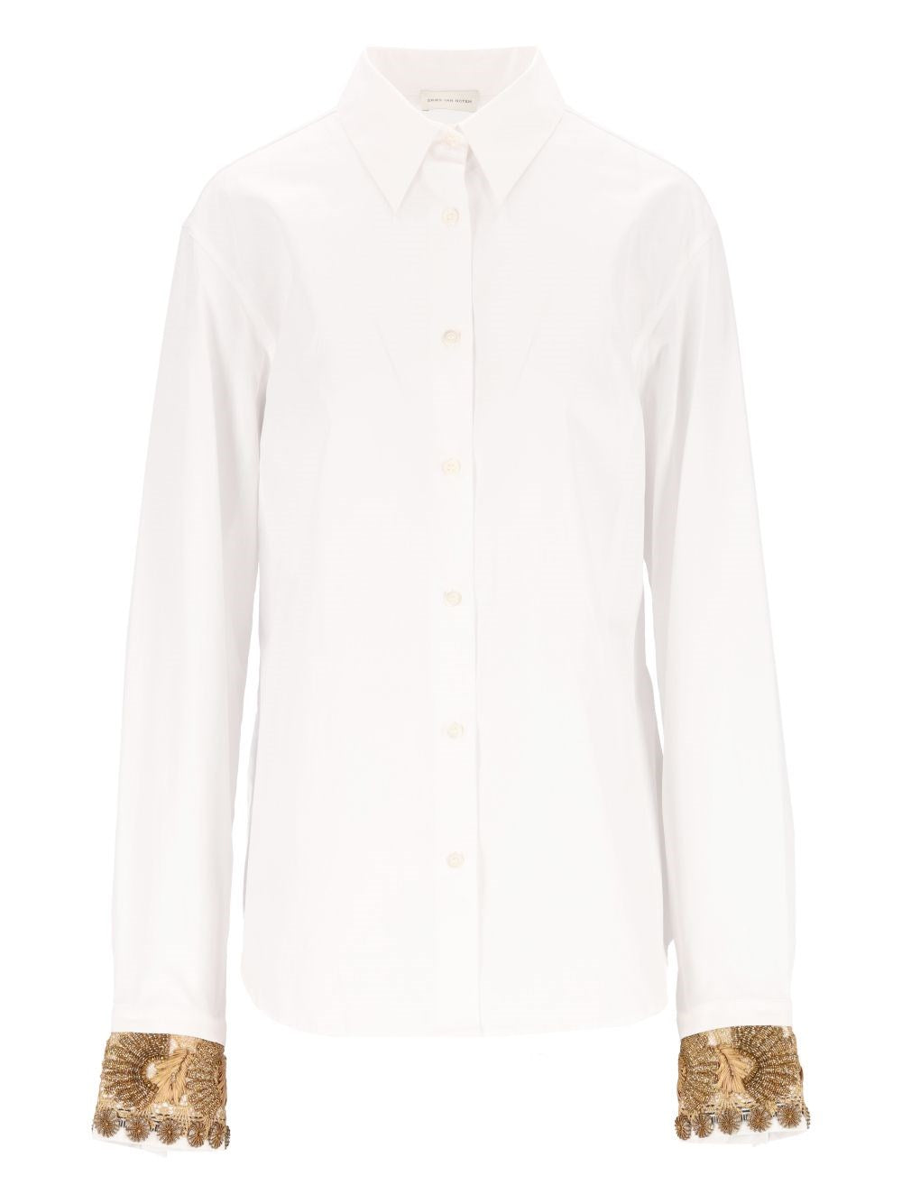 Dries Van Noten Embroidered Cotton Poplin Shirt - White