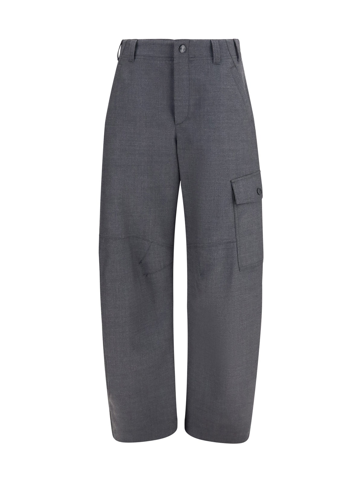 Brunello Cucinelli Barrel cargo Pants in virgin wool twill with monile - Dark Grey