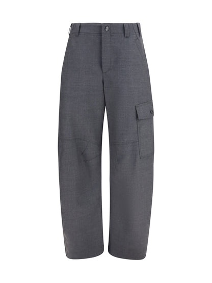 Brunello Cucinelli Barrel cargo Pants in virgin wool twill with monile - Dark Grey