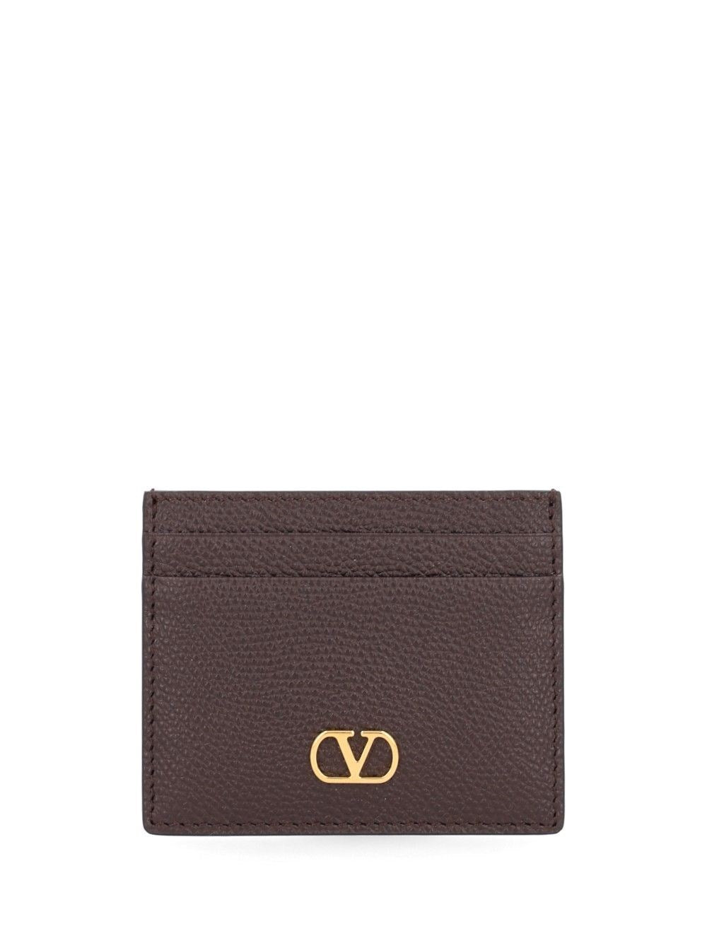 Valentino Garavani Vlogo Signature Leather Card Holder - Brown