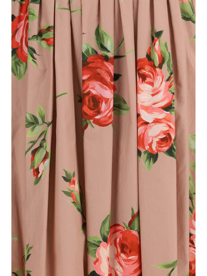DOLCE & GABBANA Cotton Dress with rose bouquet print