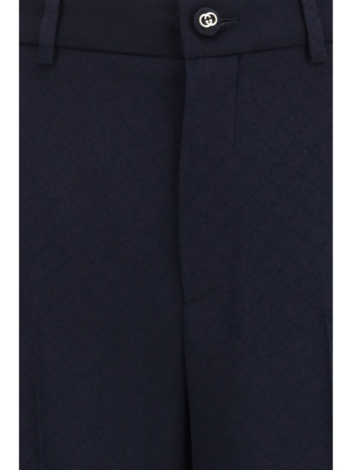 Gucci Diamond-jacquard Pants - Blue Japan
