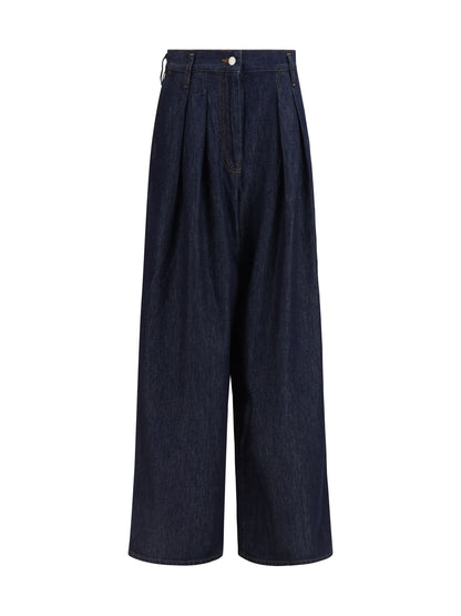 Dries Van Noten Wide-leg Jeans with pleats - Indigo