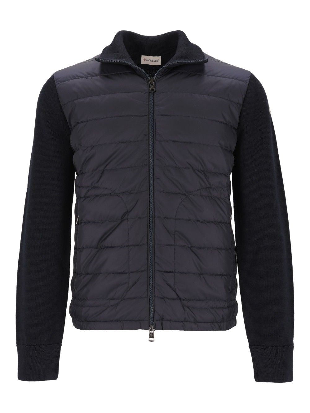 Moncler Quilted Jacket With Zip - Blue