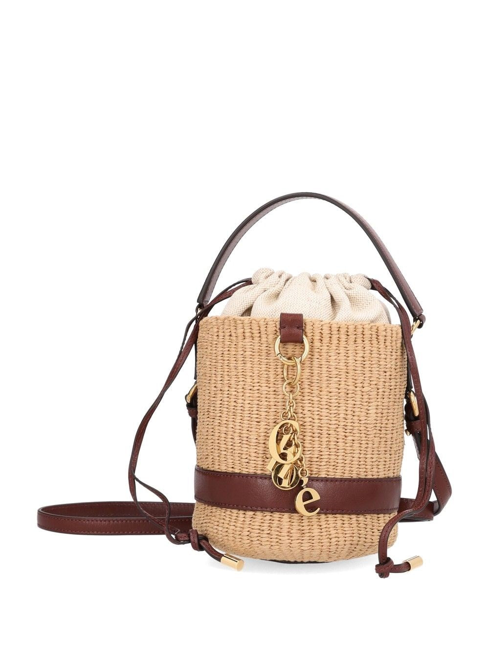 Chloe' Chloé Charms Basket Bag In Natural Fibers - Beige