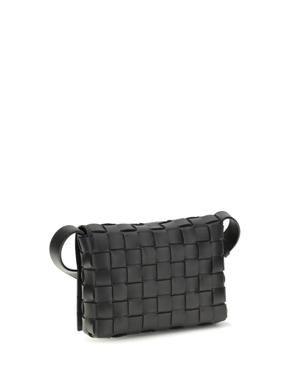 Bottega Veneta Orto Messenger Crossbody Bag - Black-Silver-Black