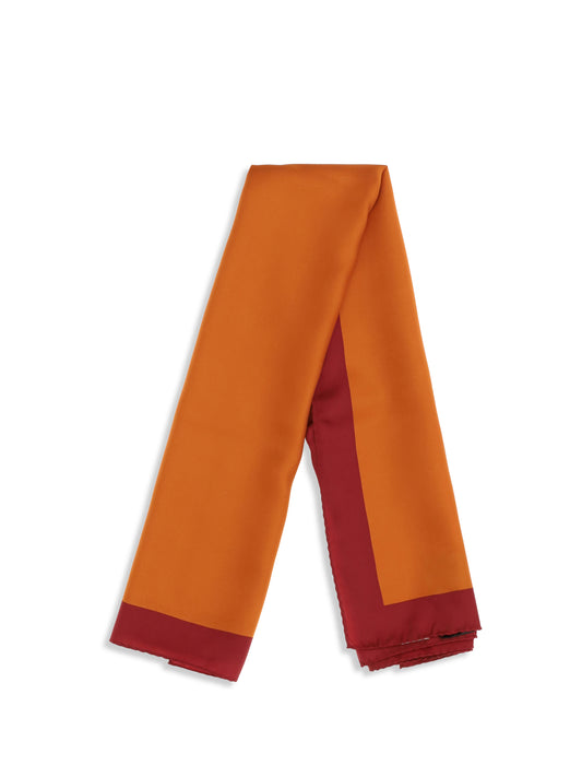 Saint Laurent Cassandre square silk twill Scarf - Orange/Burgundy