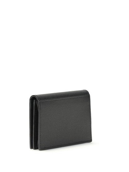 Saint Laurent Grain de poudre leather business Card Holder - Black/Black