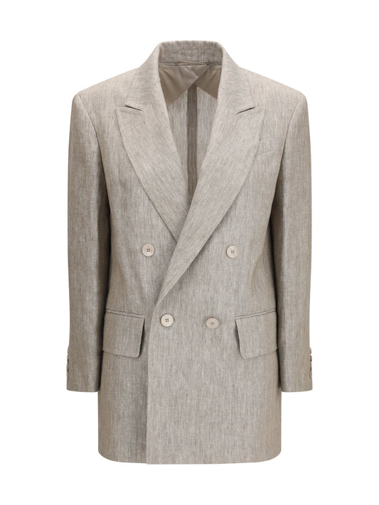 MAX MARA Olimpia double-breasted chevron linen Blazer