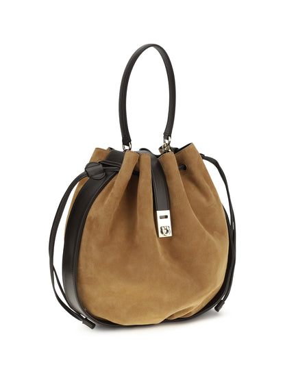 Ferragamo Hug Buckle Bucket Bag - Natural