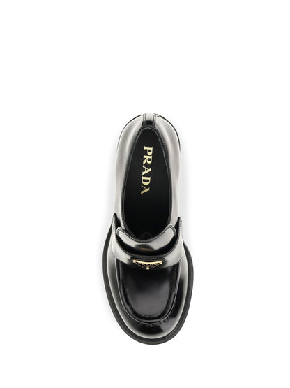 Prada Leather heeled Loafers - Black