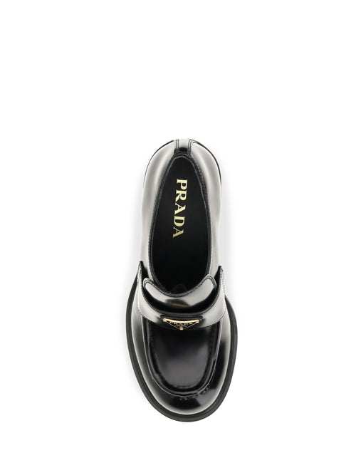 Prada Leather heeled Loafers - Black