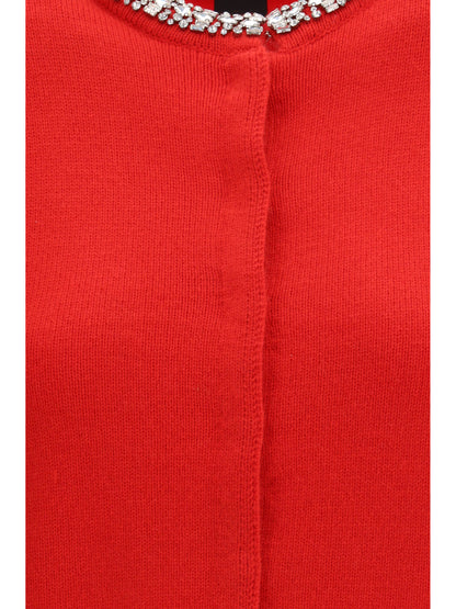 Pinko Colonia Cardigan with jewel collar - Red Ibisco