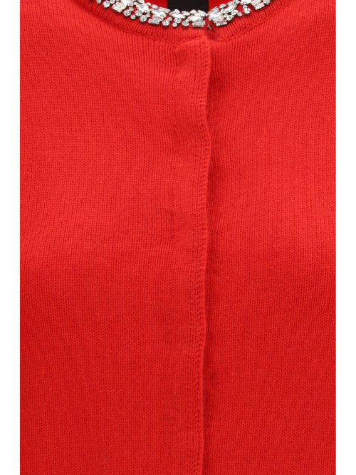 Pinko Colonia Cardigan with jewel collar - Red Ibisco