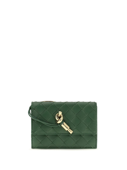 Bottega Veneta Knot Card Holder - Basil-Muse Brass