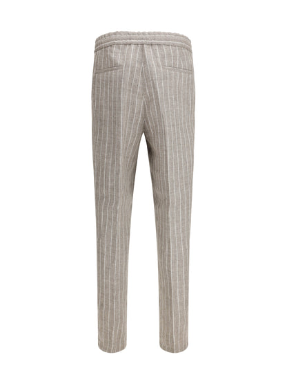 BRUNELLO CUCINELLI Linen pinstriped twill Pants