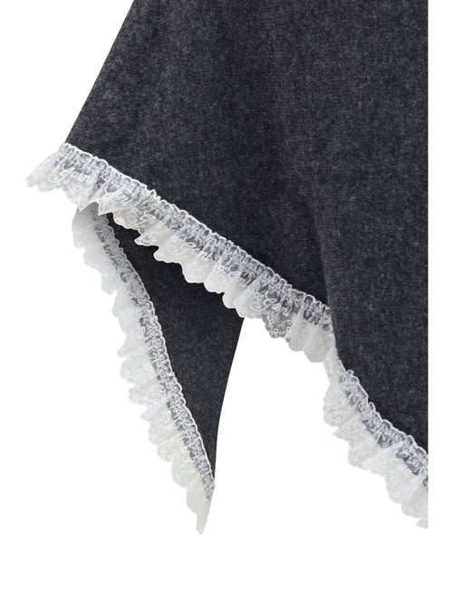 Ganni Openwork wool Cape - Phantom