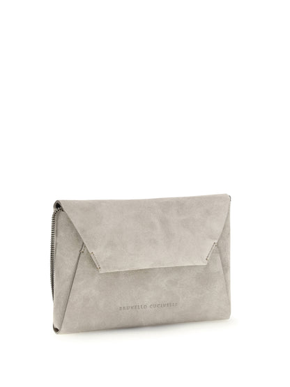 Brunello Cucinelli BC Duo suede Clutch Bag - Ice