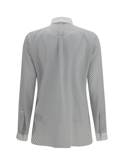Tom Ford Diamond print silk crêpe de chine Shirt - Off White+Black