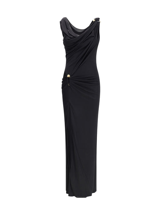 VERSACE Draped jersey long Dress
