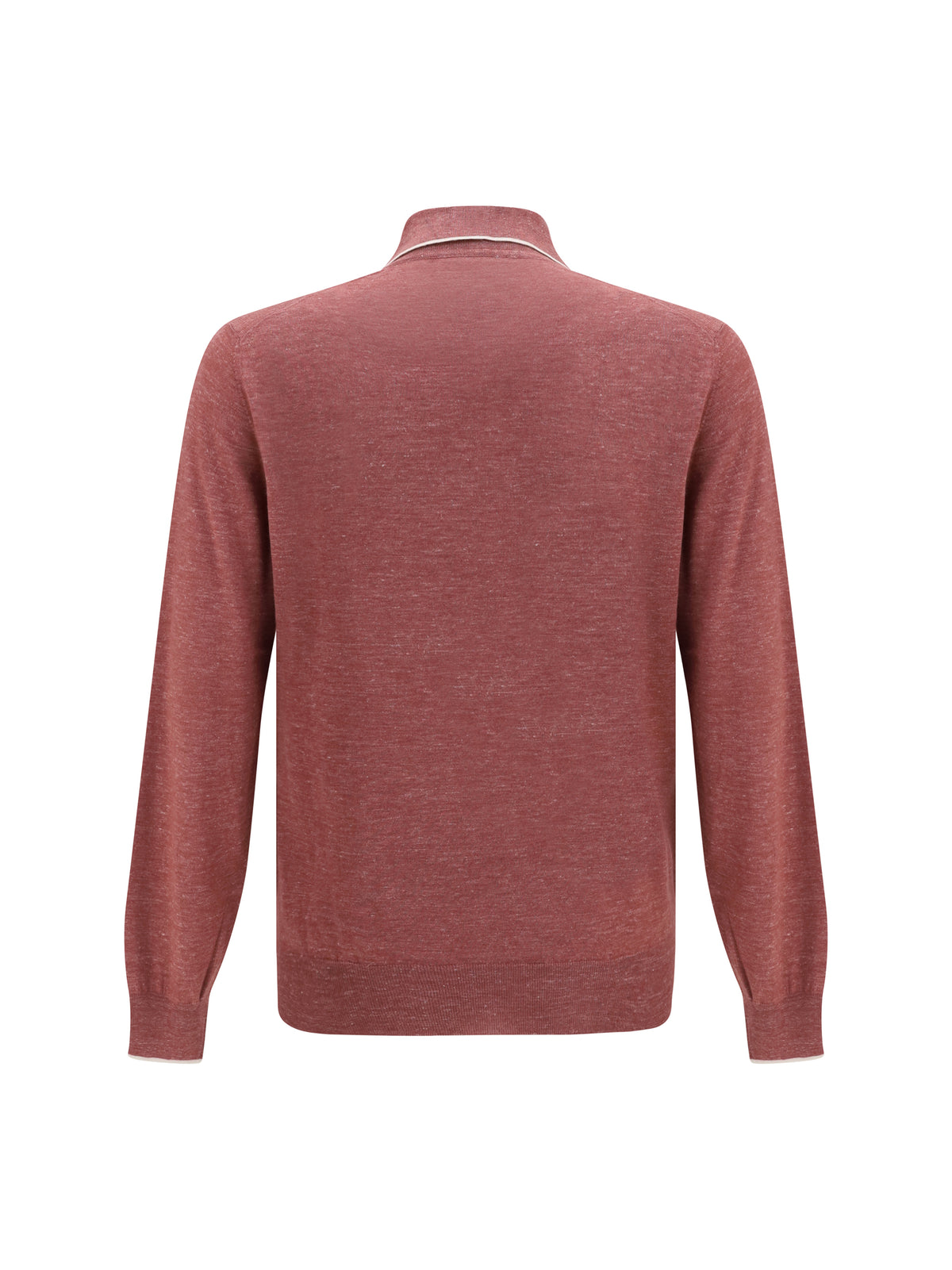 Brunello Cucinelli Lightweight cashmere, silk and hemp knit Polo - Corallo+Panama