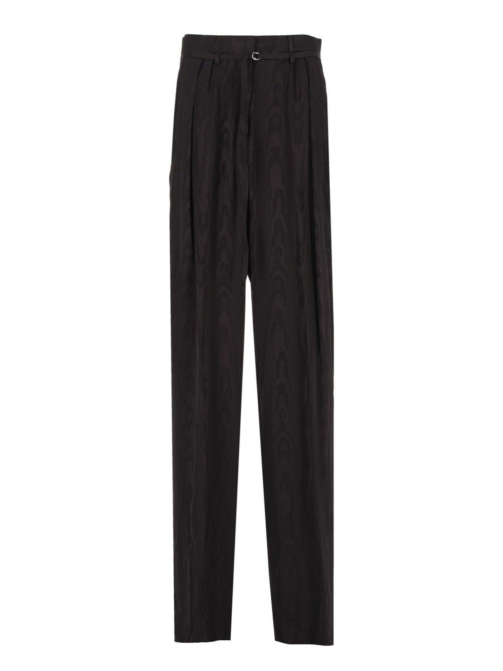 Dries Van Noten High-Waisted Moiré Trousers - Black