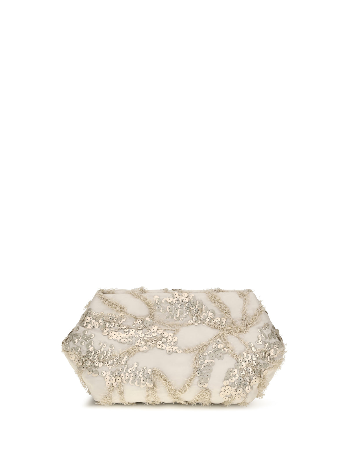Brunello Cucinelli Embroidered silk organza Clutch - Feather