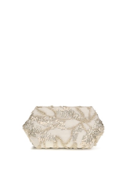 Brunello Cucinelli Embroidered silk organza Clutch - Feather