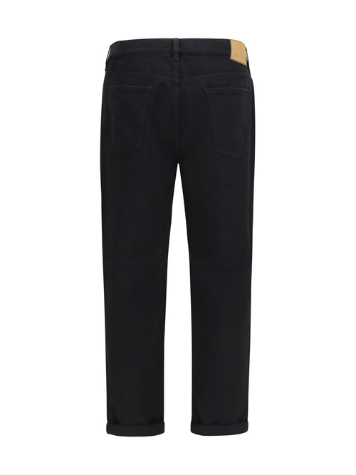 Brunello Cucinelli Garment-dyed five-pocket denim Pants - Black