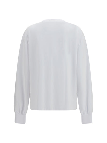 Ganni Strawberry long-sleeve cotton T-shirt - Bright White