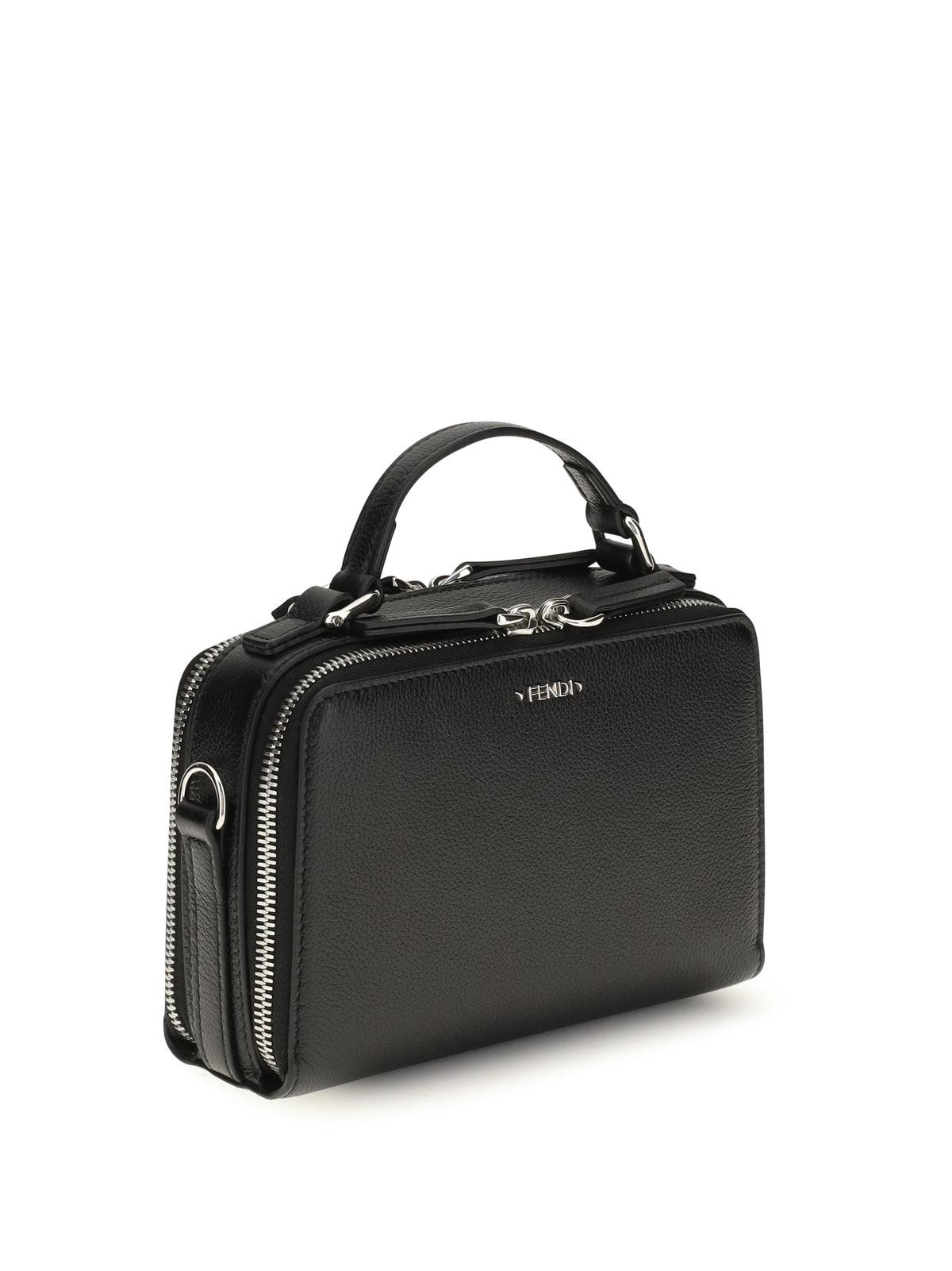 Fendi Calfskin Phone Holder Handbag - Black