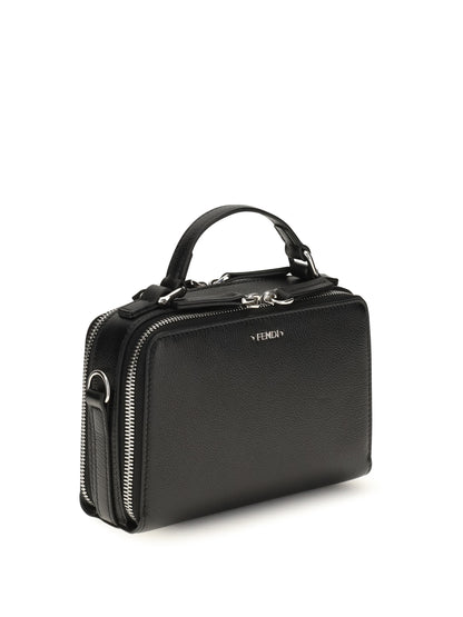 Fendi Calfskin Phone Holder Handbag - Black