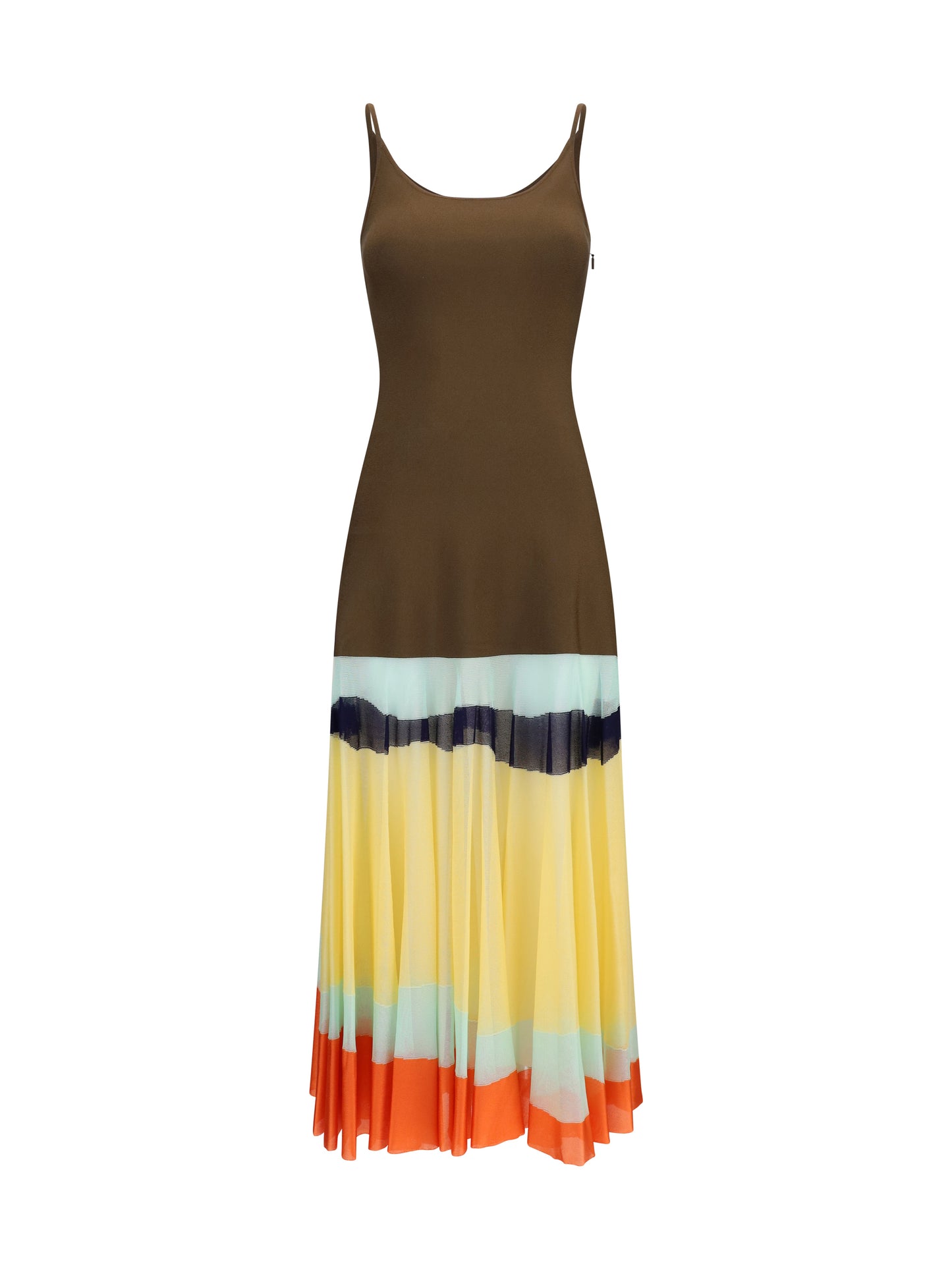 FENDI Long Dress with color-striped skirt