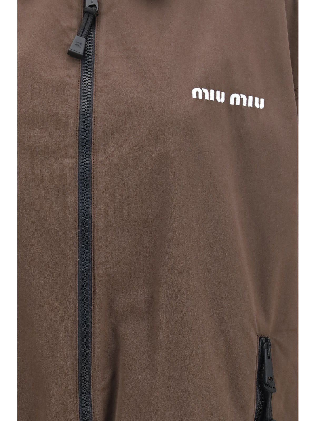 Miu Miu Gabardine Jacket with zip - Ebony