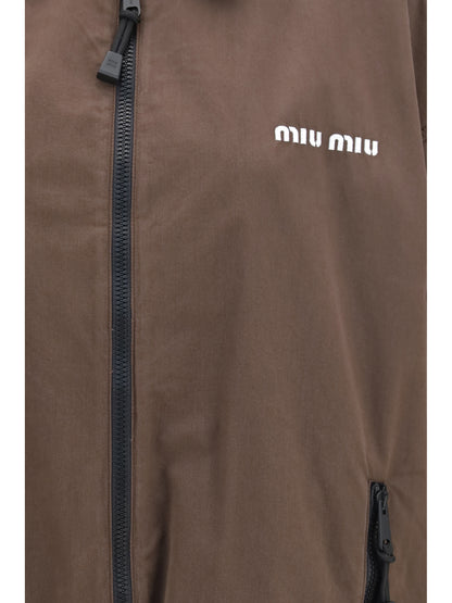 Miu Miu Gabardine Jacket with zip - Ebony