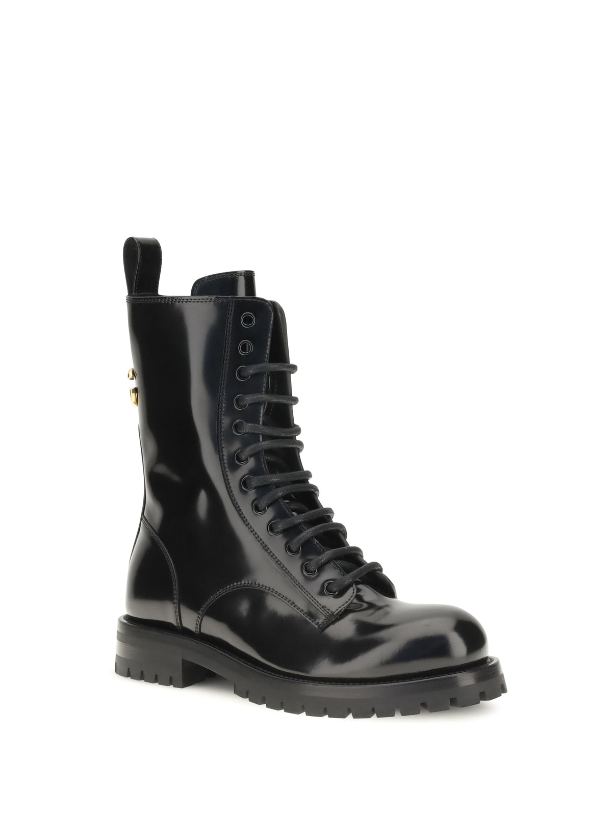 Dolce & Gabbana Leather Lace-Up Booties - Black