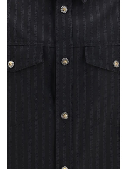 Versace Greca Monogram jacquard wool Shirt - Black