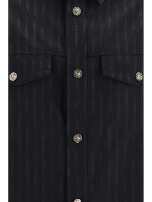 Versace Greca Monogram jacquard wool Shirt - Black