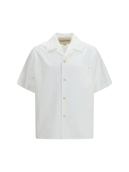 VALENTINO Cotton poplin bowling Shirt with VGold