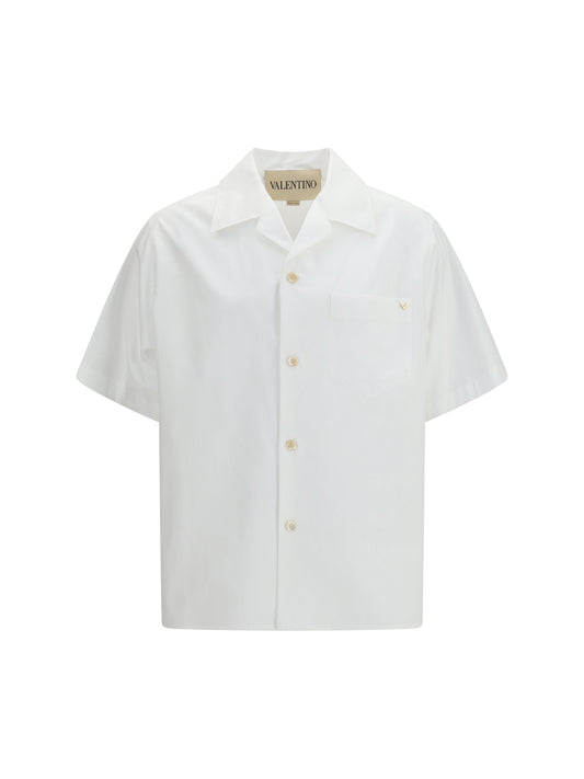 VALENTINO Cotton poplin bowling Shirt with VGold