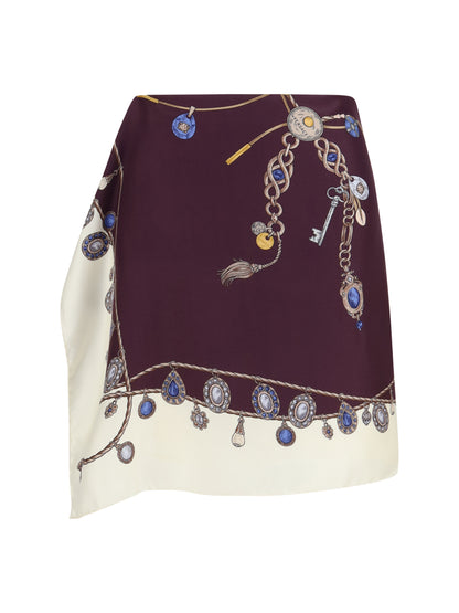 Versace Printed silk twill Mini Skirt - Burgundy+White+Gold