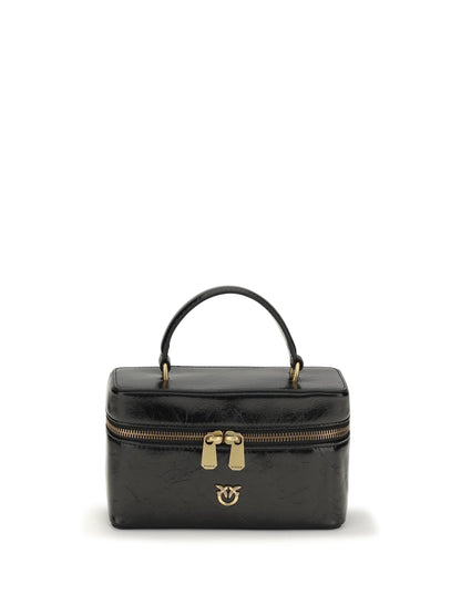 Pinko Vanity Soft Mini Quilted Beauty Case - Black-Antique Gold