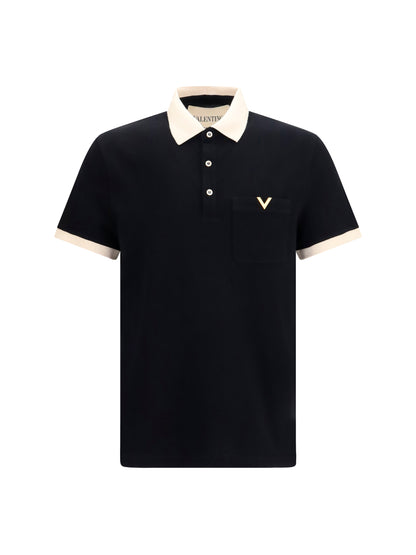 Valentino Polo with contrast trims - Black/Burro