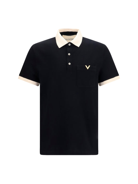 Valentino Polo with contrast trims - Black/Burro