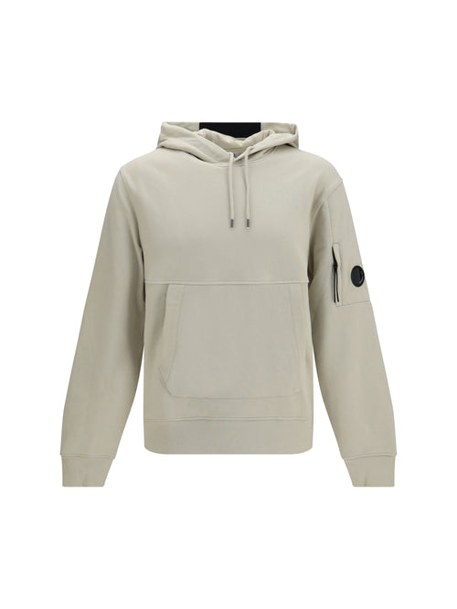C.P. Company Diagonal-weave cotton fleece Hooded Sweatshirt - Silver Birch