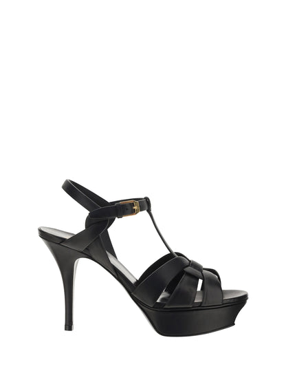 Saint Laurent Leather platform Sandals - Black