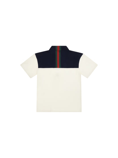Gucci Cotton Polo with Web trim for Boy - Ivory/Mix