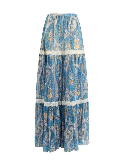 Etro Silk crepon maxi Skirt - X0809