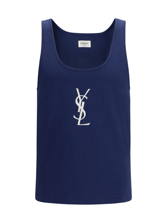 SAINT LAURENT Cassandre Tank Top in cotton with YSL Monogram