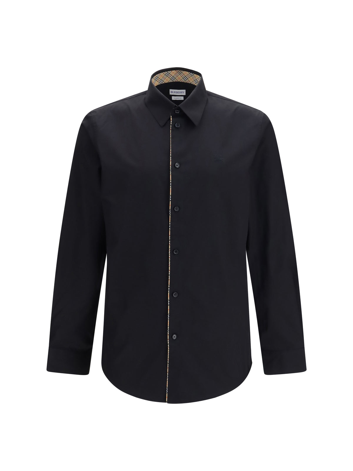 Burberry Cotton Shirt with Check trims - Black